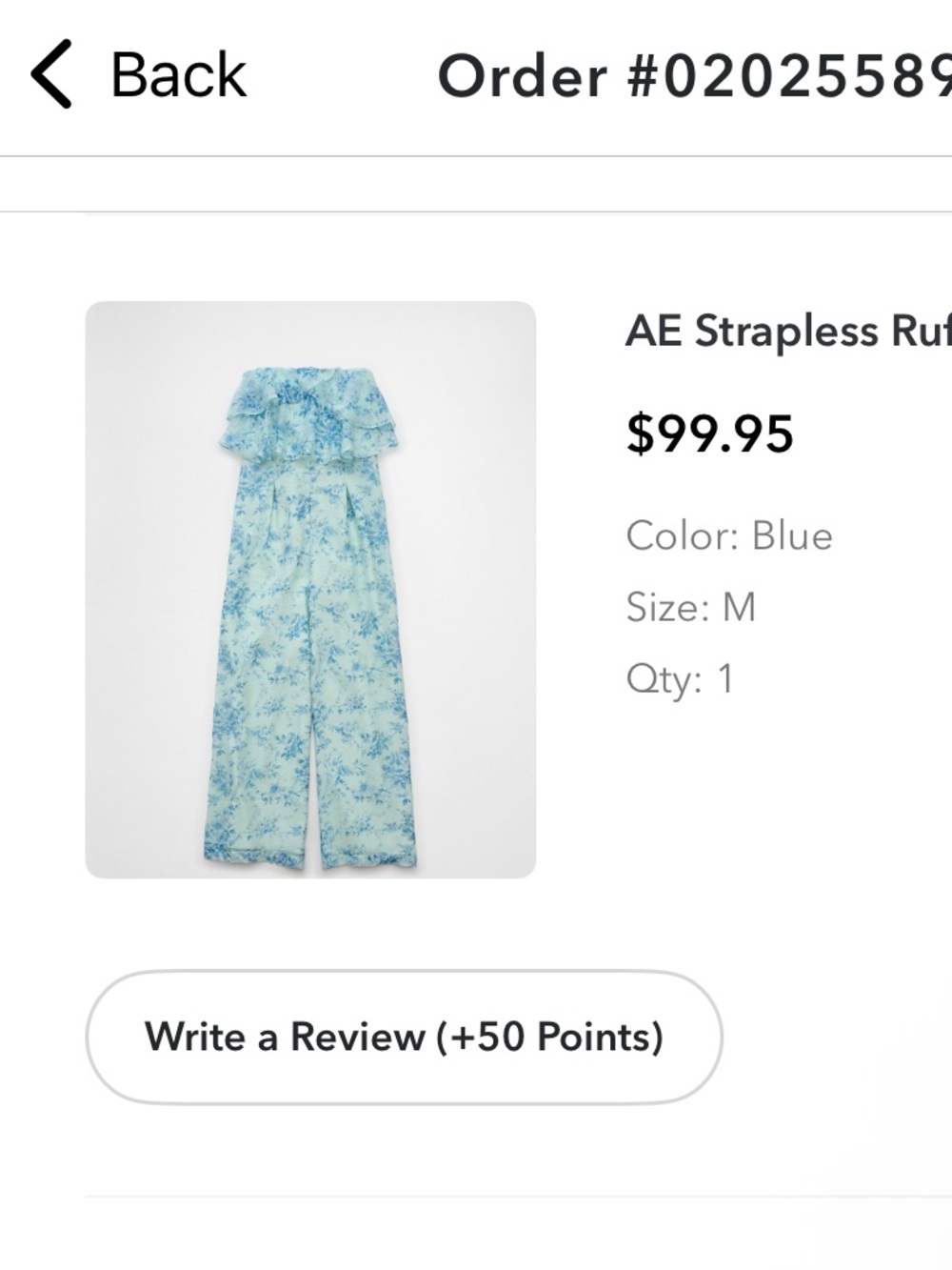 American Eagle Outfitters Light Blue Floral Jumpsuit